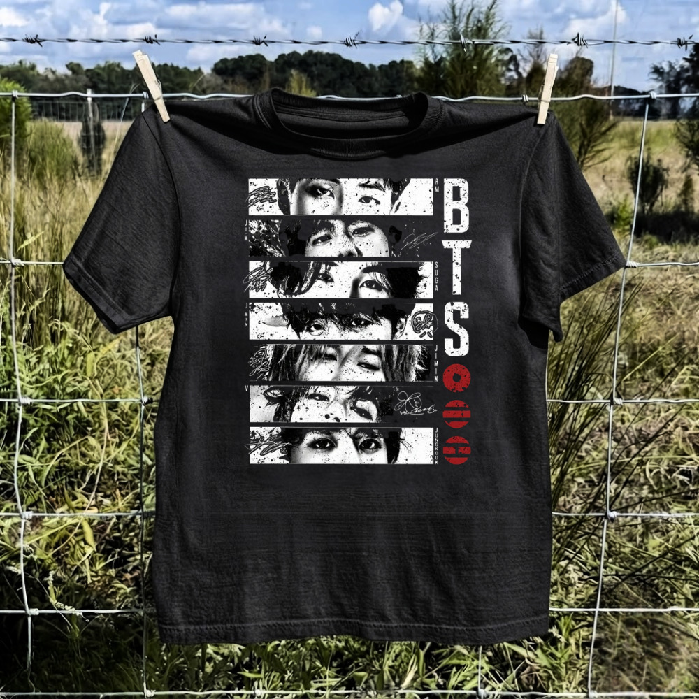 BTS Multi Photo Eyes Signatures Gildan Graphic T-Shirt